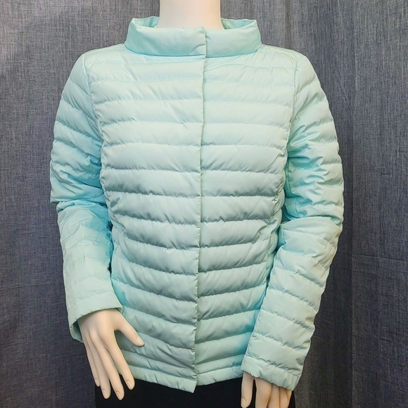 Talbots Quilted Down Puffer Jacket Flattering Sea Green Women's S - Picture 2 of 16